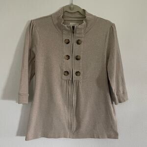 Banana Republic Half Sleeve Full Zip Dress Sweater Buttons Y2K 2010 Size Small